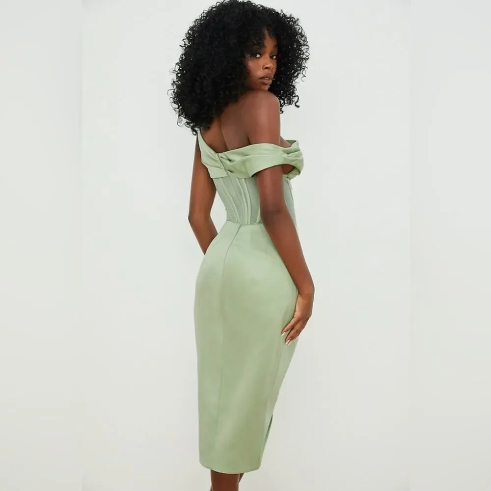 House of CB Lulu Corset Midi Dress In Pistachio
